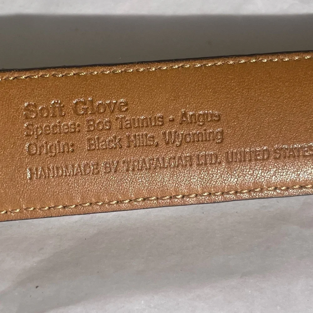 Trafalgar Men’s Belt Sz 42 BROWN Hand Made USA Soft Glove Leather Brass Buckle